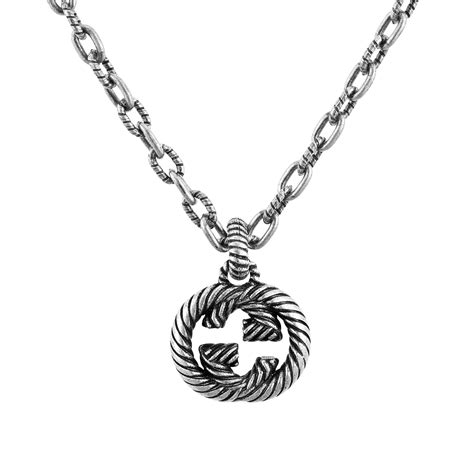 gucci interlocking g silver pendant|gucci interlocking g heart necklace.